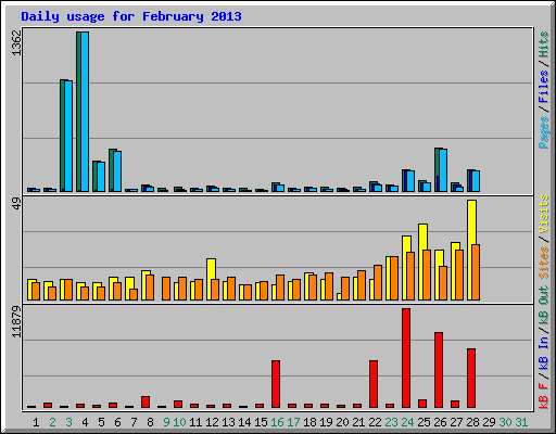 Daily usage for February 2013