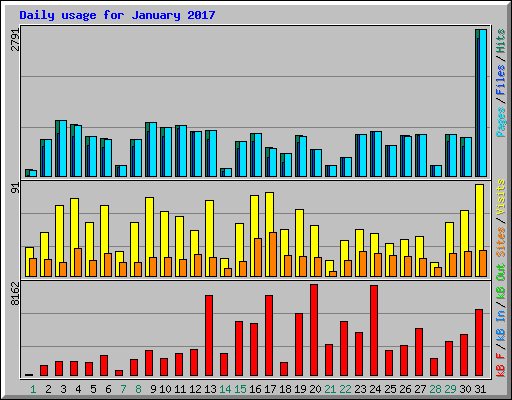 Daily usage for January 2017