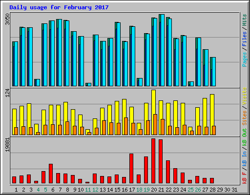 Daily usage for February 2017
