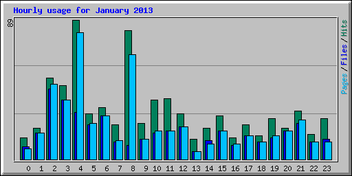 Hourly usage for January 2013