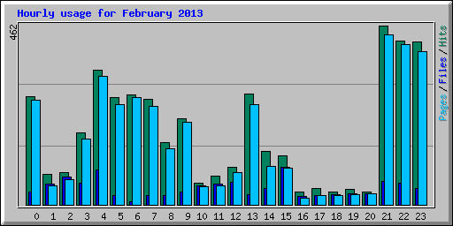 Hourly usage for February 2013